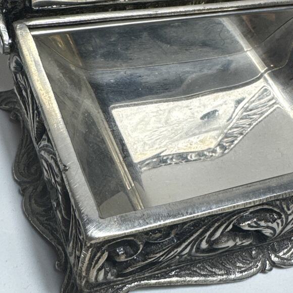 Antique Greek Trinket Box 5”x4.5” Parthenon Acropolis Athens Silver Plated/Solid - Picture 15 of 16